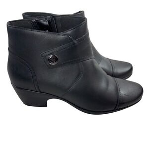 Clarks Black Leather Ankle Boots‎ 11 Women's Emily Calle Side Zip Up Comfort